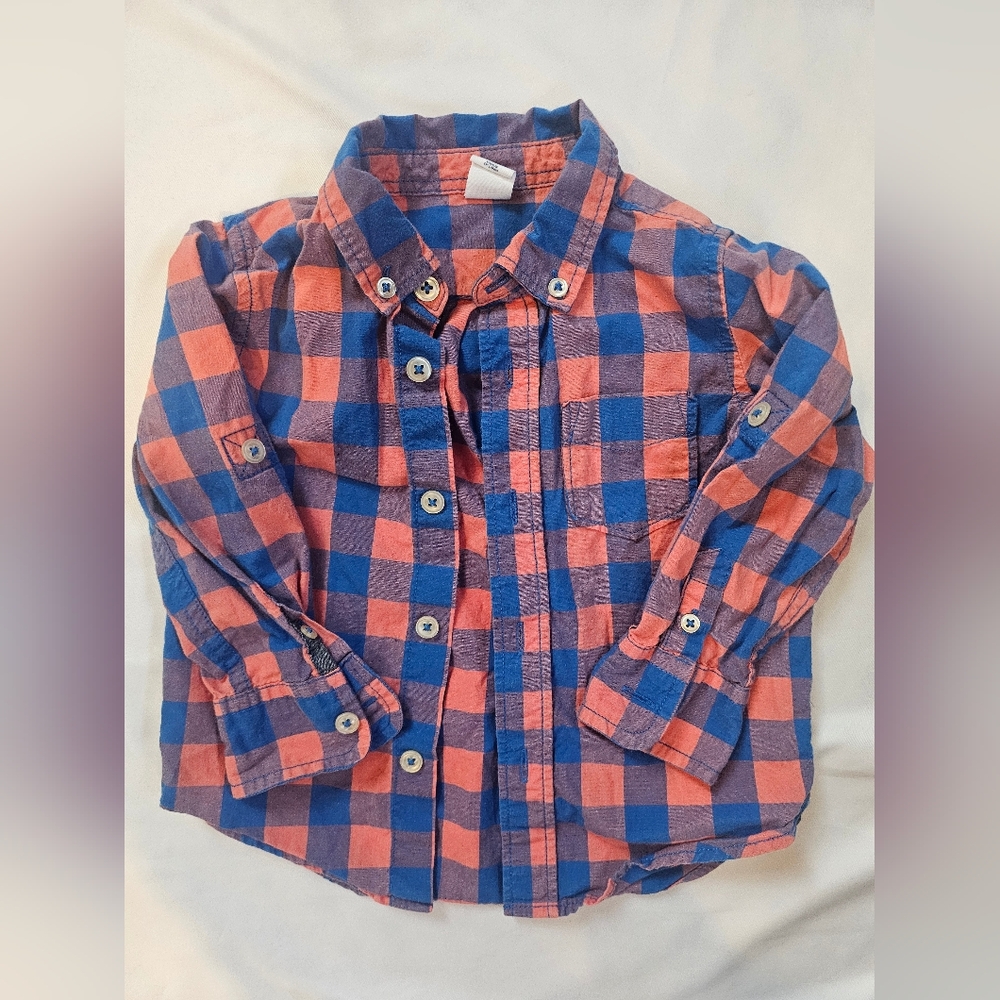 Baby Gap Toddler Button Down- Blue and Orange- 18-24 Months